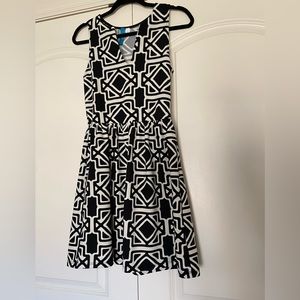 Black and white geometric dress with high neckline size small.